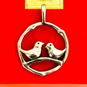 Rare, Retired James Avery Love Birds on a Tree Branch Circle Pendant NEAT!